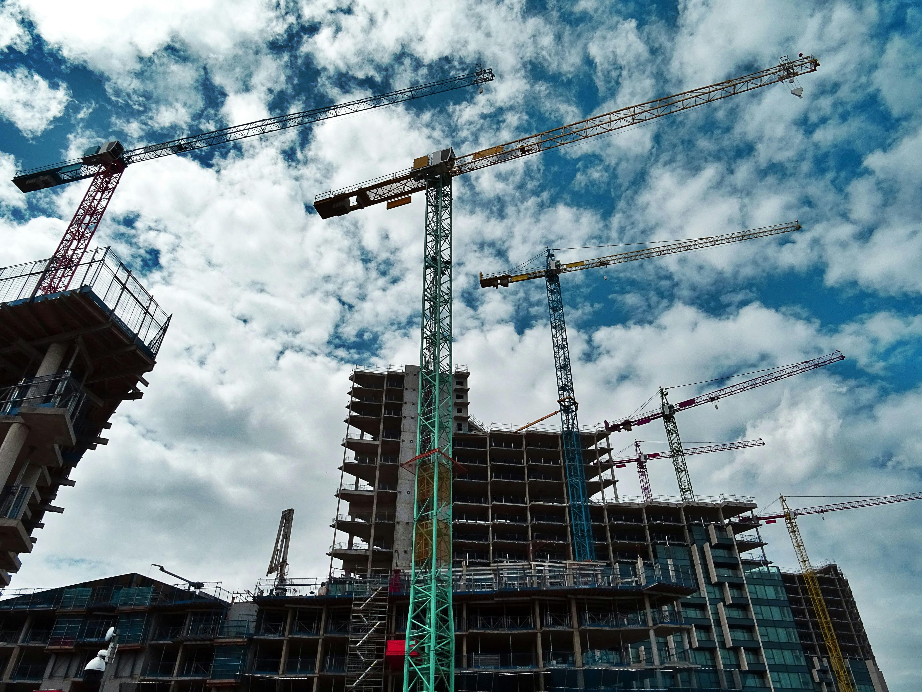 Construction workers on a building frame